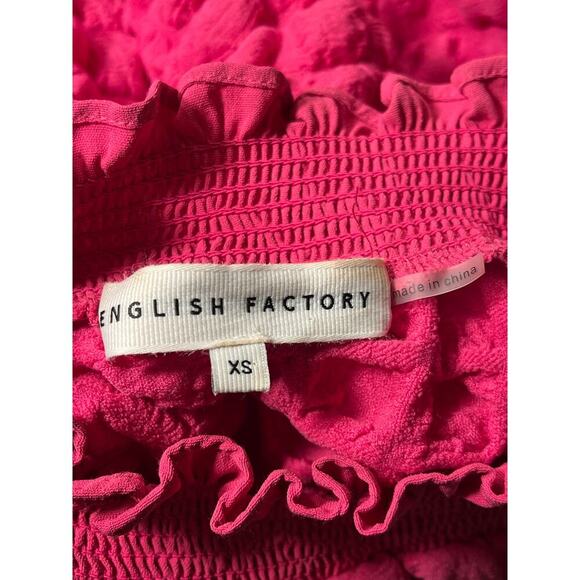 English Factory Mock Neck Popcorn Textured Knit Bubble Sleeve Top XS Pink - Picture 8 of 12